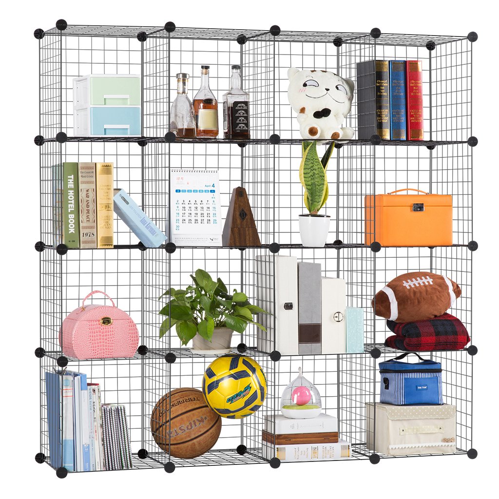LANGRIA Metal Wire Storage Cubes, Modular Shelving Grids, DIY Closet