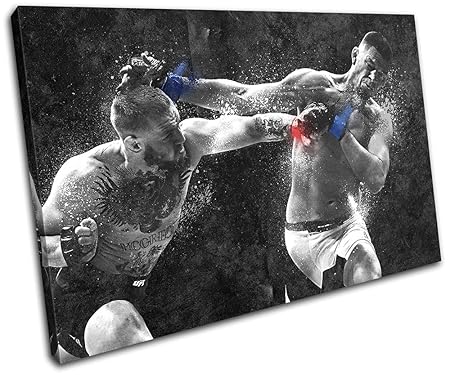 Bold Bloc Design - Conor Mcgregor Nate Diaz UFC MMA Sports 90x60cm SINGLE Leinwand Kunstdruck Box gerahmte Bild Wand hangen -