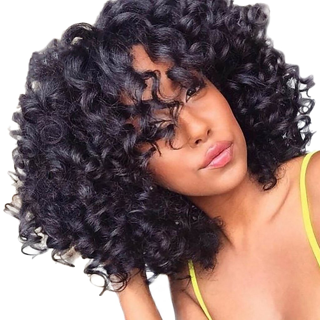 Homyl Women Short Fluffy Kinky Wavy Curly Synthetic Fiber Hair