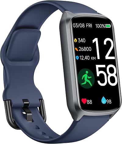 Amzhero Health Fitness Tracker 24/7 HR SpO2 BP Sleep 5ATM 24 Modes