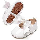 PHIRAMIN Baby Girls Mary Jane Flats - Infant Newborn Walking Shoes Soft Rubber Sole Princess Wedding