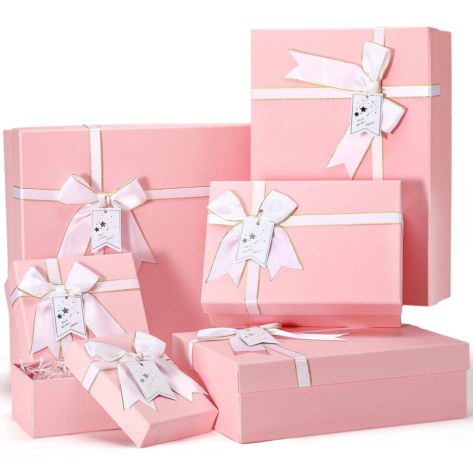 Photo 1 of ***MISSING PARTS***
Jetec 6 Pack Valentine's Day Party Gift Boxes Nested Wrapping Boxes with Lid for Presents 6 Assorted Sizes with Ribbon Bows Label for Weddings Birthdays Bridal Shower Anniversary Party(Pink)