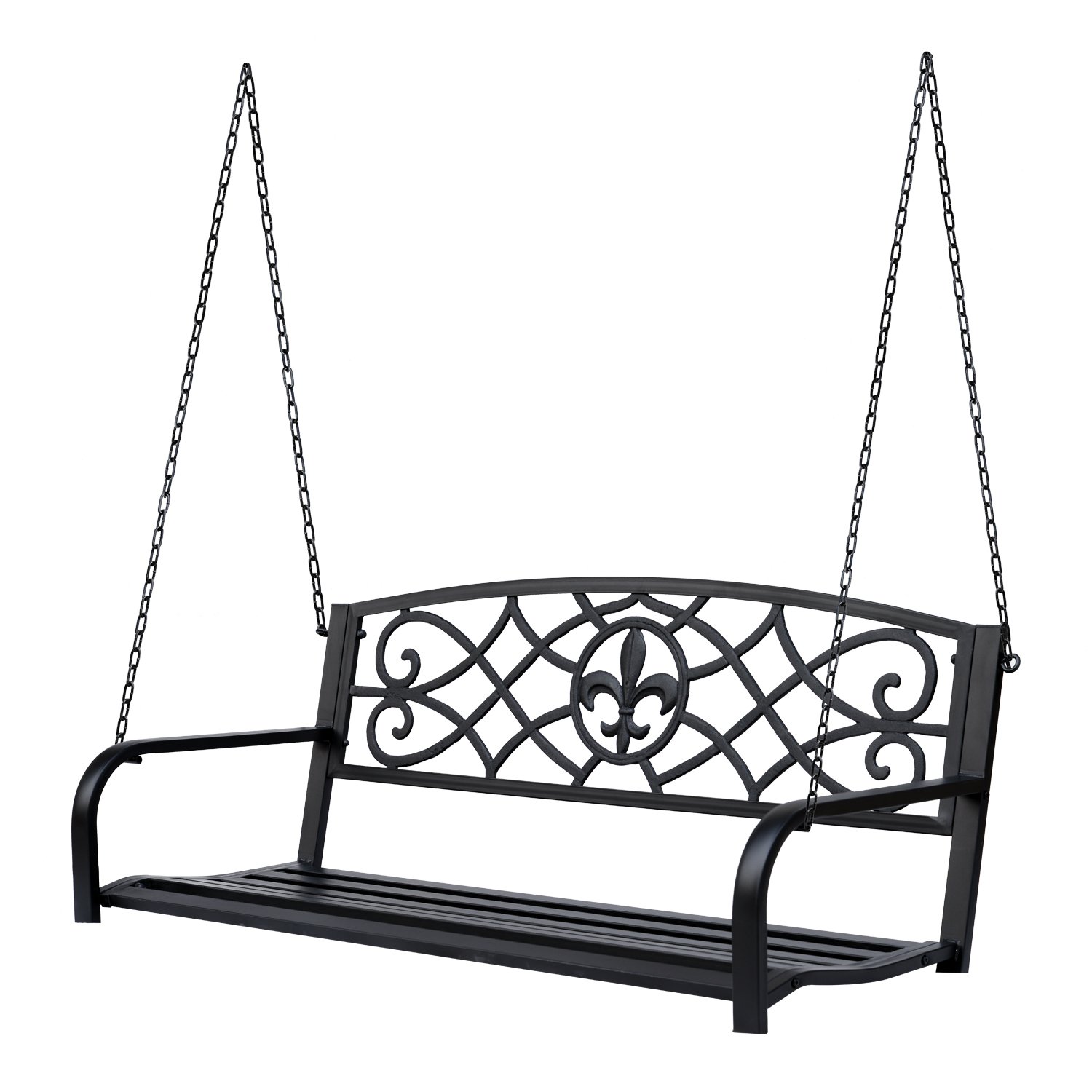 Patio Outsunny Steel FleurdeLis Design Outdoor Porch Swing Seat Bench