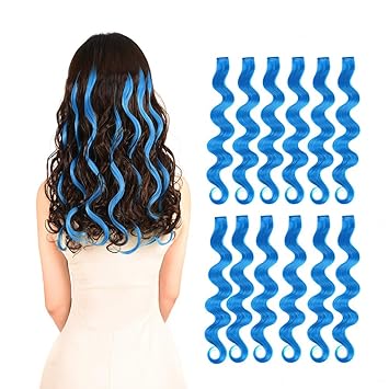 Amazon Com 12 Pieces Party Highlights Clip In Colored Hair