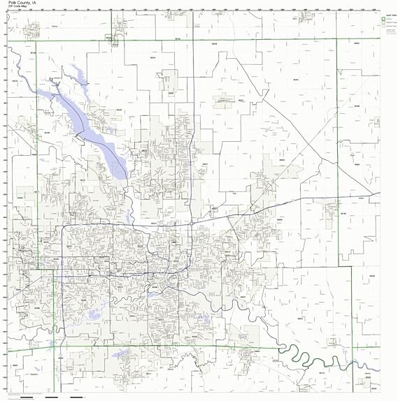 Working Maps Polk County, Iowa IA Zip Code Map Not