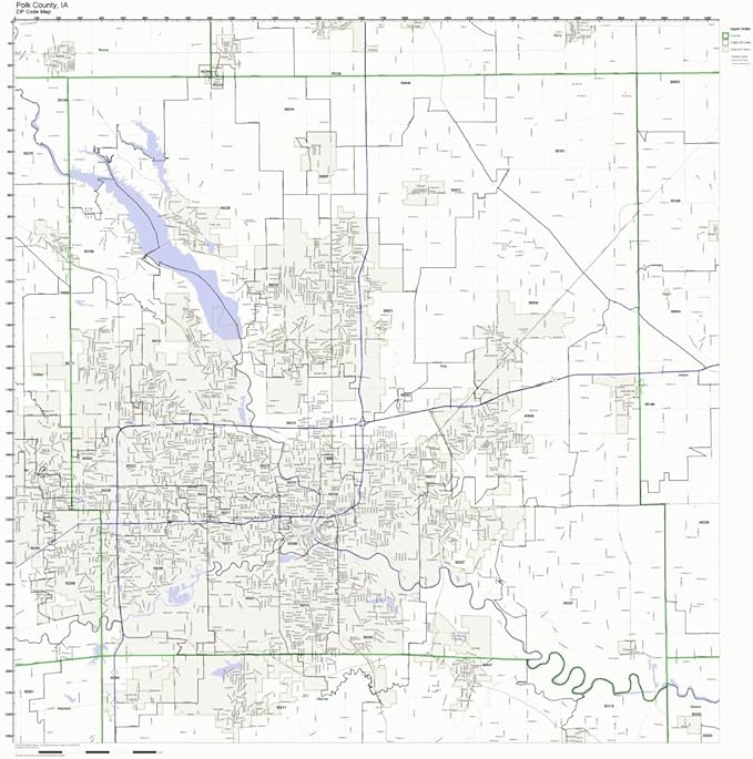 Working Maps Polk County, Iowa IA Zip Code Map Not