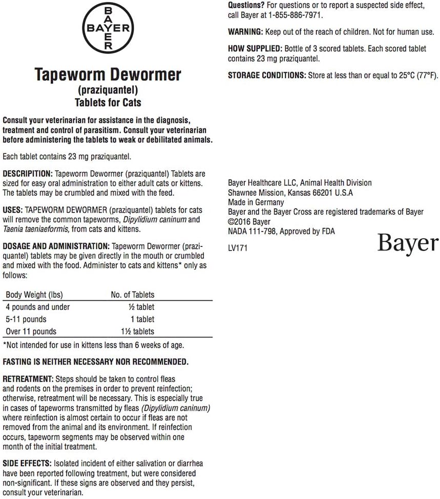 bayer tapeworm dewormer side effects