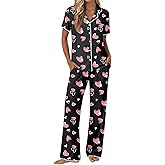 Ekouaer Pajamas for Women Set Button Up Soft Pjs Short Sleeve 2 Piece Lounge Sets Comfy Sleepwear