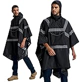 SRsafety Hi Vis Rain Poncho,High Visibility Rain Ponchos for Adults with Pocket,Safety Rain Jacket Stowable Conjoined Cap