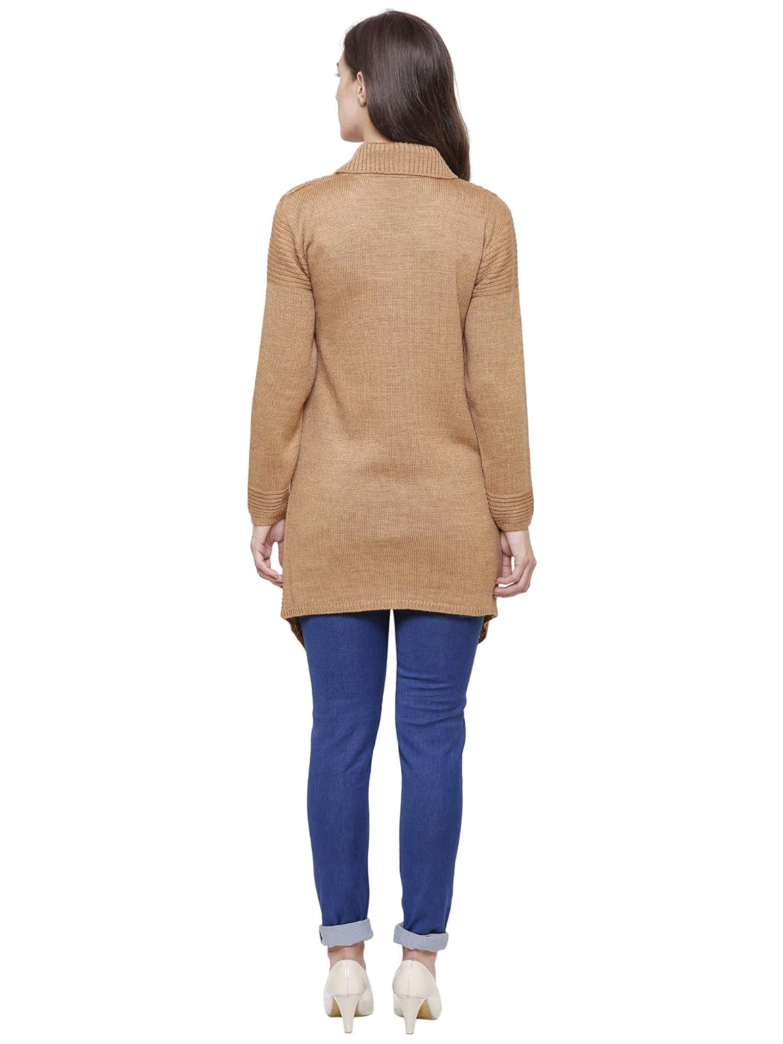 rebecca woolen long button cardigan coat for women