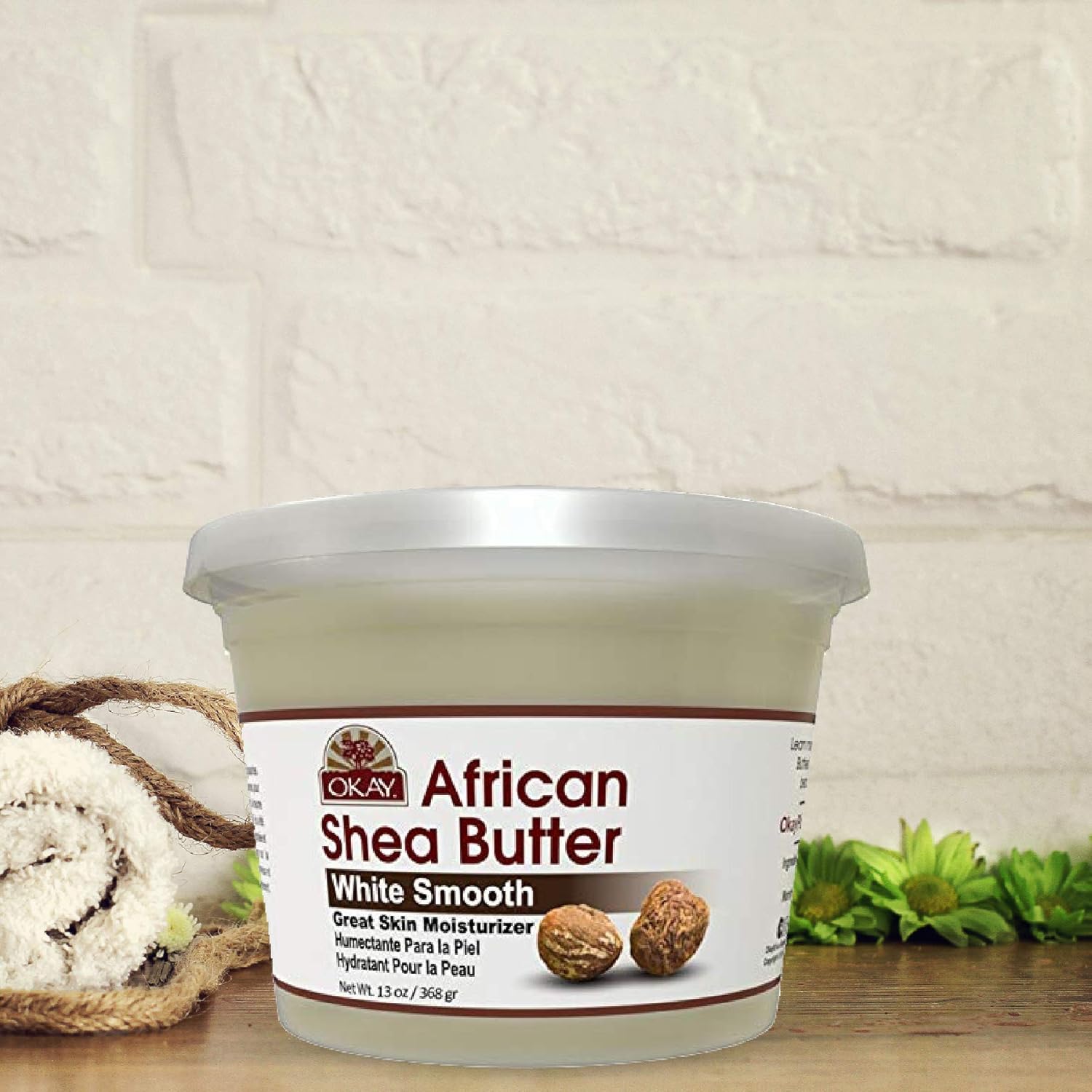 OKAY | African Shea Butter -Yellow Smooth | All Natural, 100% Pure-Unrefined | For All Hair & Skin Types | Adds Shine, Luster To Hair | Moisturize & Soothe Irritation | With Vitamin A & E | 13 Oz: Beauty