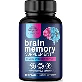 Brain Memory Supplement Pills - 3X Strength Nootropics for Concentration, Clarity &amp; Focus Support - Brain Health Cognitive Vitamins with Bacopa, Phosphatidylserine &amp; DMAE, Brain Booster - 60 Capsules