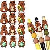 12PCS 3D Capybara Silicone Beads, 4 Styles Capybara Silicone Focal Beads for Keychain Making, Animal Themed Loose Beads Bulk for Beaded Pen DIY Handicrafts Necklace Bracelet Lanyard Pendants