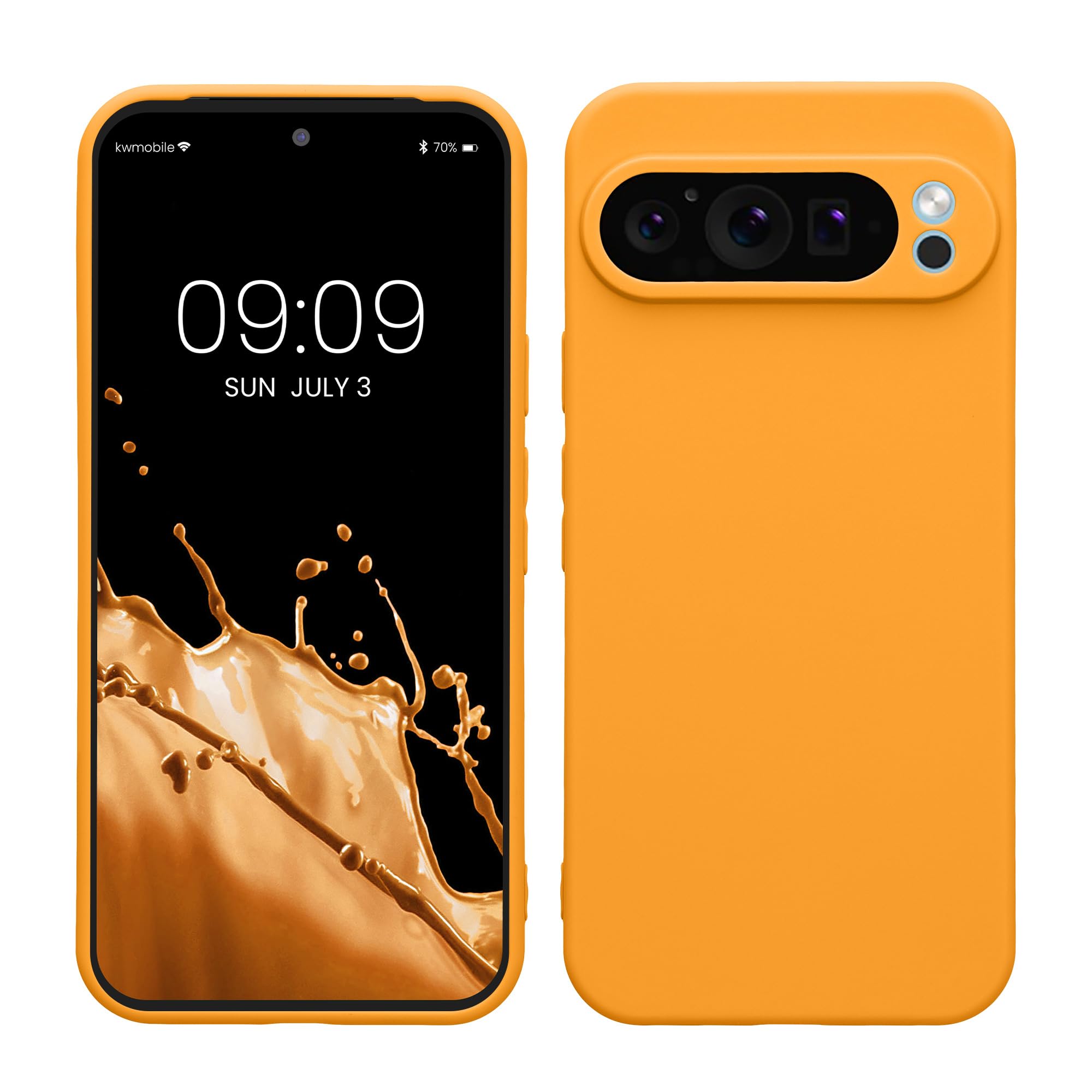 kwmobile Case for Google Pixel 9 Pro XL Case - Protective Slim TPU Phone Cover - Soft Matte Finish - Fruity Orange — image 1