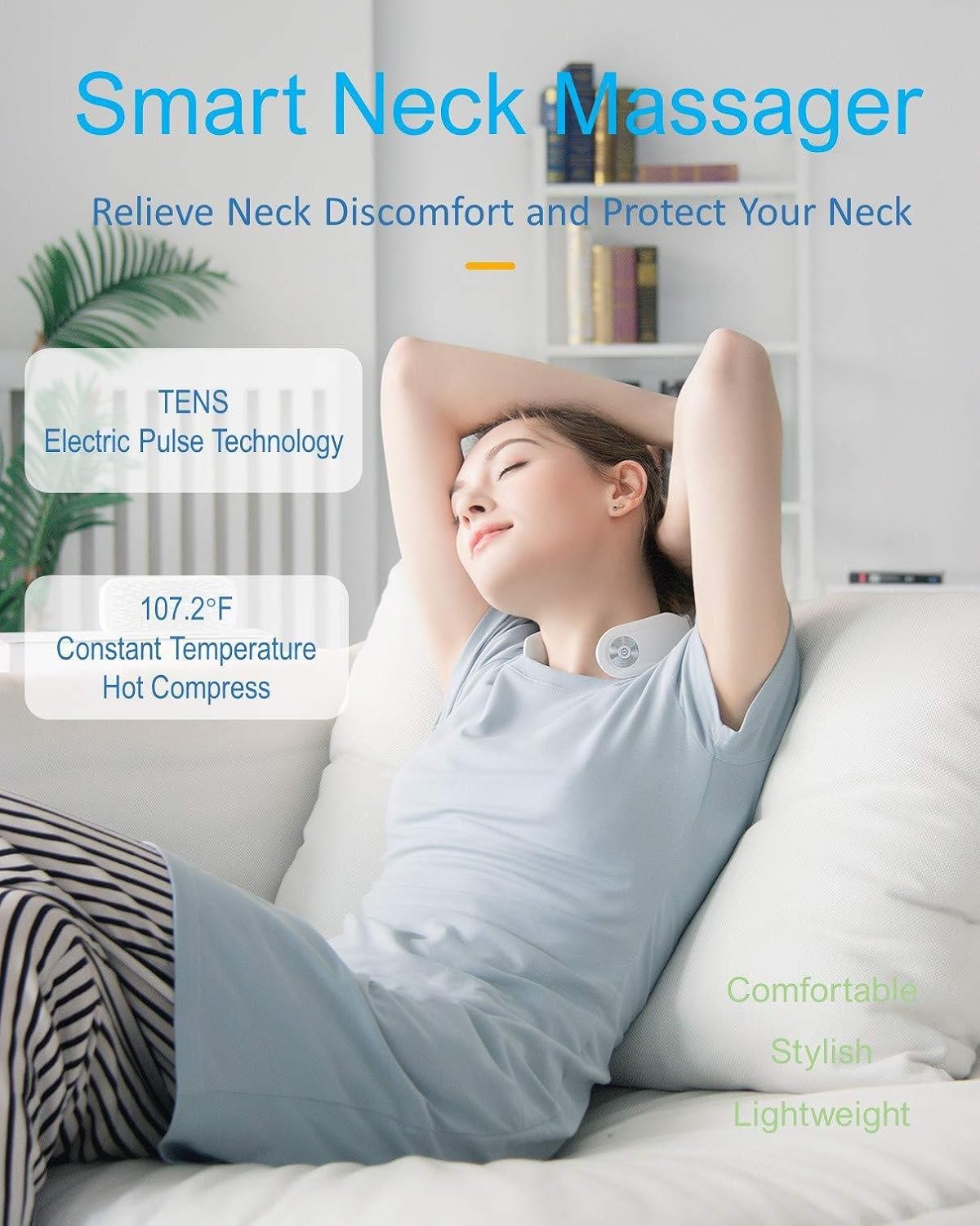 SKG Smart Neck Massager with Heating Function, Wireless 3D Travel Neck Massage Equipment (Steel White) - Image 3