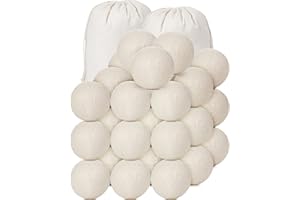 Roowest 36 Pcs Wool Dryer Balls Set Reusable Laundry Wool Balls with Muslin Bags Fabric Softener Anti Wrinkle Anti Static Saving Energy and Time