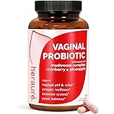 HerAuré Vaginal Probiotics for Women - pH Balance, Healthy Vaginal Odor, Vaginal Flora, Yeast Balance, Immune Support - Prebiotics & Lactobacillus Probiotic, Mushroom, Cranberry, Pineapple, 60 CT