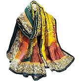Aufeel Fashion Scarves 100% Satin Silk Scarf Long Lightweight Sunscreen Shawls Wraps for Women Hair Scarves