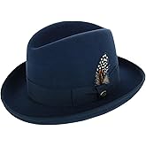 Epoch Hats Company Men's Wool Felt Homburg Godfather Hat with Feather