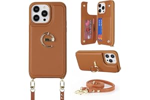 Ｈａｖａｙａ Crossbody Phone case for iPhone 14 pro max case with Strap for Women with Card Holder iPhone 14 pro max case Wallet with Credit Card Slot and Kickstand-Brown