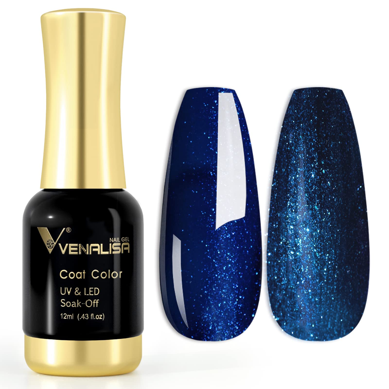 VENALISA Gel Nail Polish, 12ml Deep Pearly Blue Color Soak Off UV LED Nail Gel Polish Nail Art Starter Manicure Salon DIY at Home, 0.43 OZ…