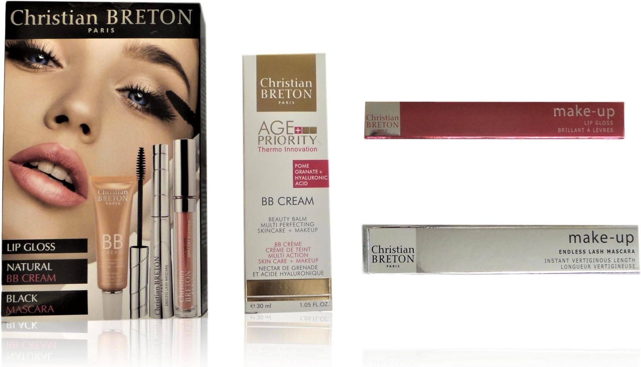 Christian BRETON Paris BB Cream, Mascara & Lip Gloss 3 piece set.