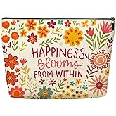 Positive Boho Floral Quote Makeup Bag Inspirational Gifts for Women Girls Mom Sister Friend Bestie Friendship Birthday Christmas Kindness Cosmetic Bags, Travel Toiletry Bag Accessories Organizer