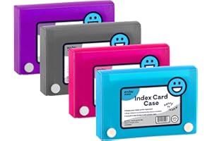 3" X 5" Index Card Case Holds 100 Cards Includes Business Card/Index Holder and 5 Tab Dividers Comes in Assorted Color – (Pack of 4) By (Emraw)