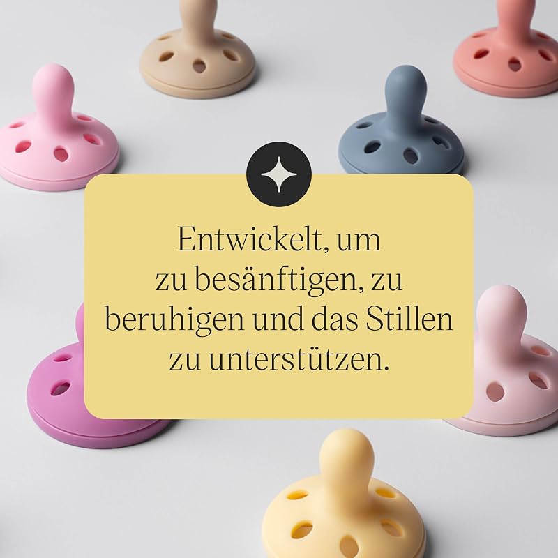 brustähnlicher Schnuller, 0-6m, 4er-Pack, leichtgewichtig, einteiliges Silikondesign, symmetrischer Nuckel