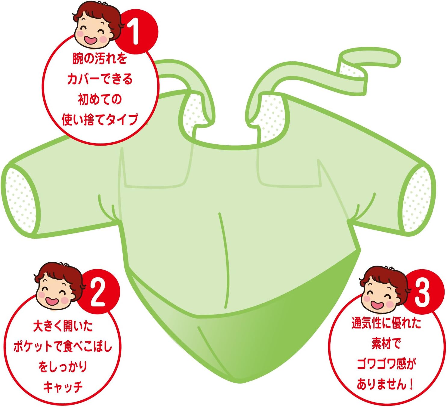 Amazon Co Jp Pipbaby そで付き 使い捨てエプロン ビブスモック ベビー マタニティ