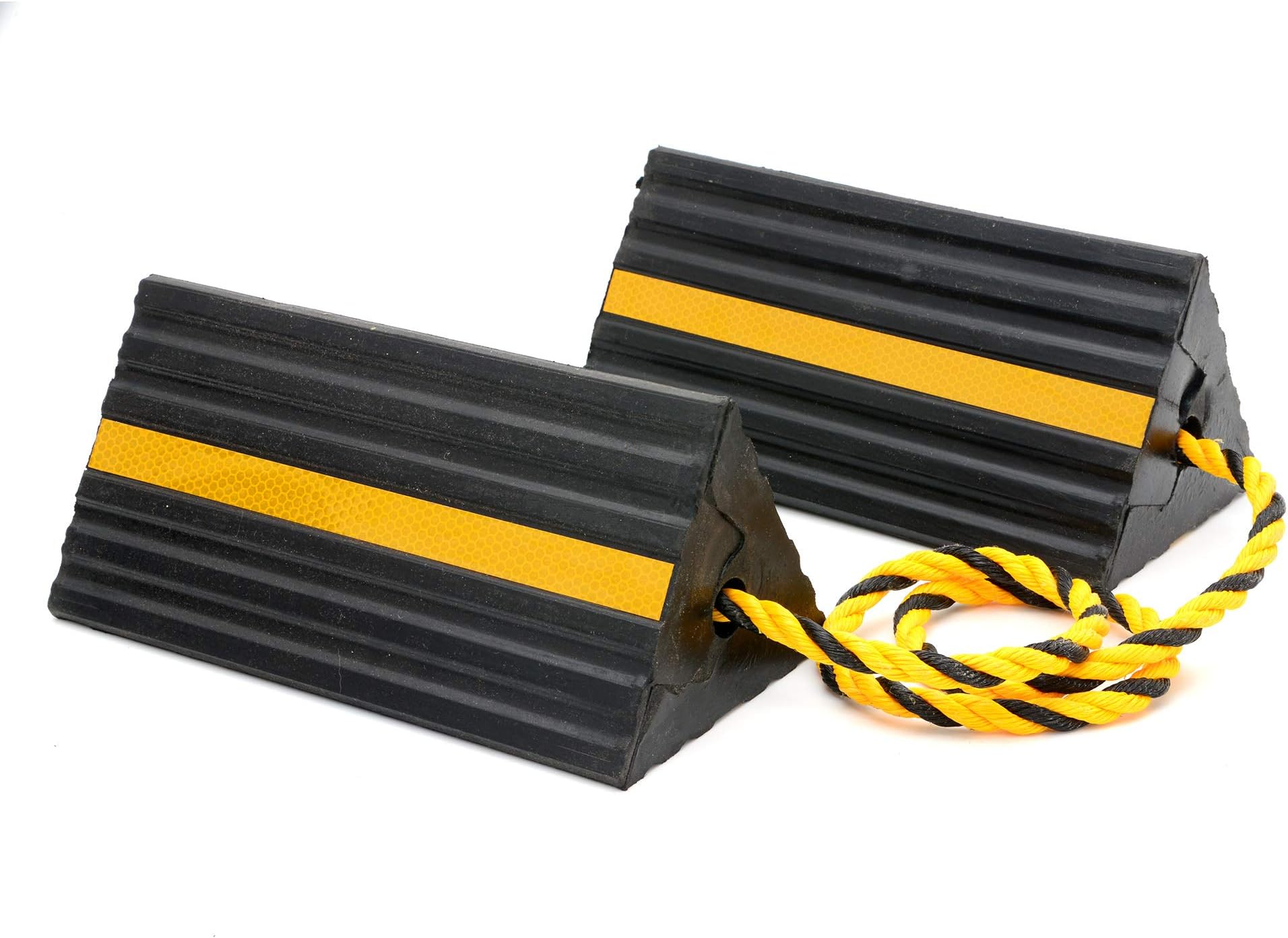 AFA Tooling Rubber Wheel Chocks Heavy-Duty All Weather Safety Reflected 37 Inch Tethered for Small Airplanes