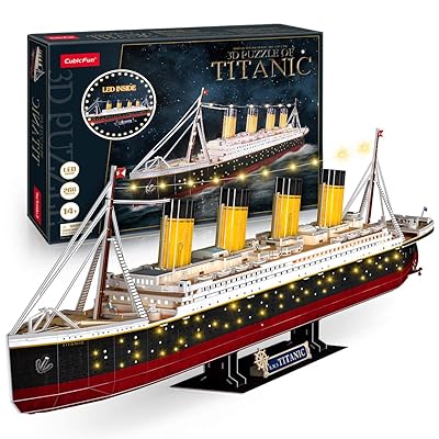 3D Puzzle LED Titanic 35&rsquo;&rsquo; Large Ship Model Kits Watercraft 266 Pieces, 3D Puzzles for Adults Titanic Model Anniversary Wedding Gifts for Couple Long Distance Relationships Gifts Valentines Gift