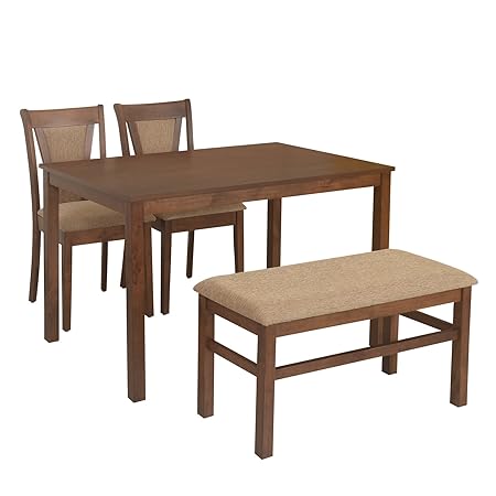 @home by Nilkamal Jewel 4 Seater Dining Table Set (Walnut)