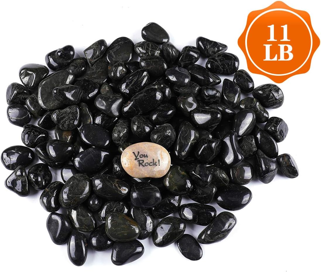 ROCKIMPACT 11 lb Highly Polished Decorative Garden Pebbles, Outdoor Landscaping Rocks 1-1/2" - 2-1/2" (Jet Black): Home & Kitchen