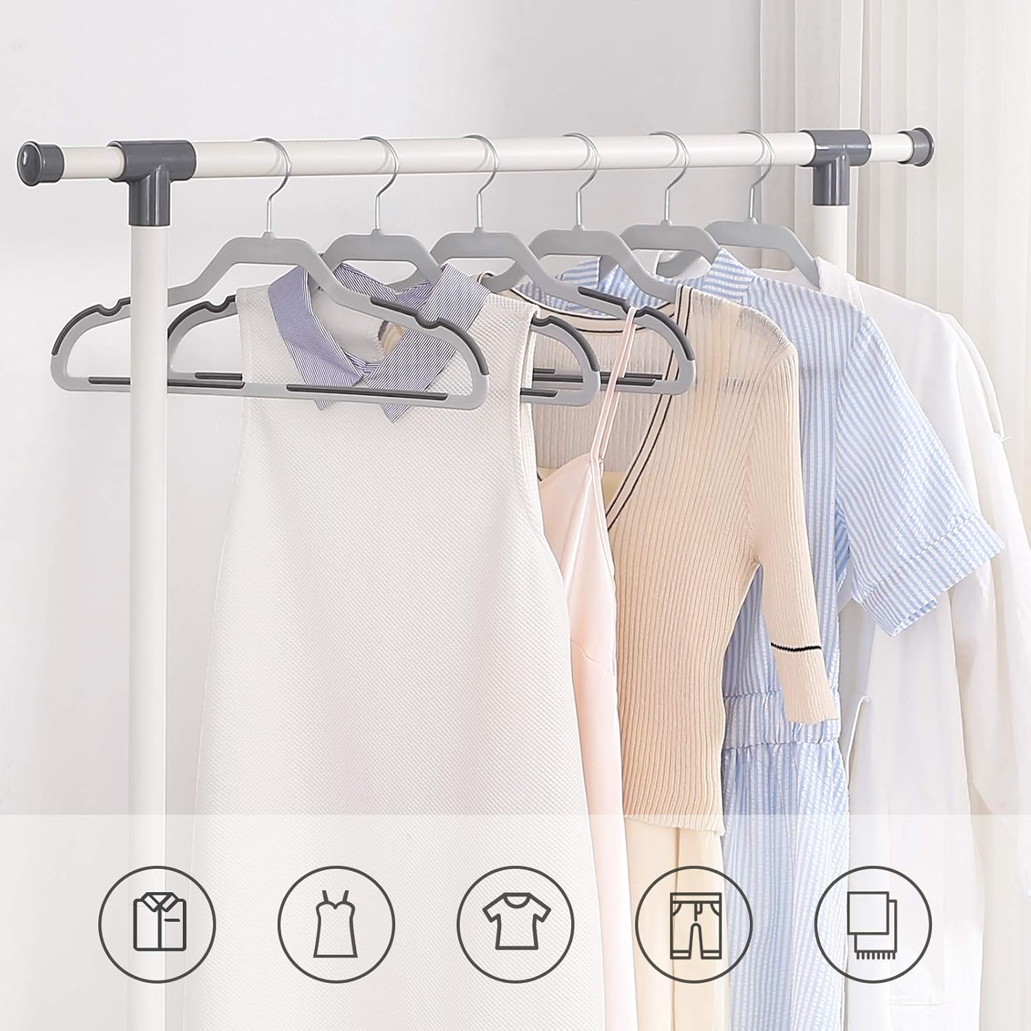 SONGMICS 20 Pack Flat Top Coat Hangers with 360° Swivel Hook, Non-Slip Strips, Heavy Duty Clothes Hangers for Jackets Shirts - Image 4