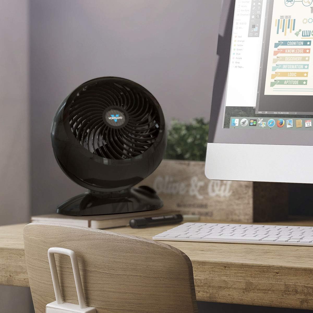 Vornado 5303 Small Whole Room Air Circulator Fan with Base-Mounted Controls, 3 Speed Settings, Multi-Directional Airflow, Removable Grill for Cleaning, Black: Home & Kitchen