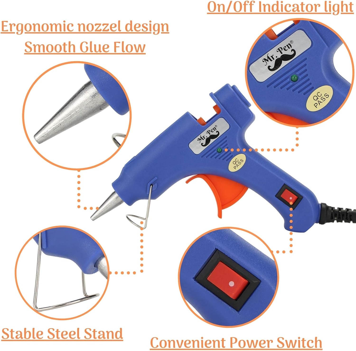 Mr. Pen- Hot Glue Gun with 10 Glue Stick, Glue Gun Kit, Glue Gun for Crafts, Craft Glue Gun, Glue Gun Mini, Hot Glue Gun with Glue Sticks, Mini Hot Glue Gun, Glue Gun Sticks Mini Size