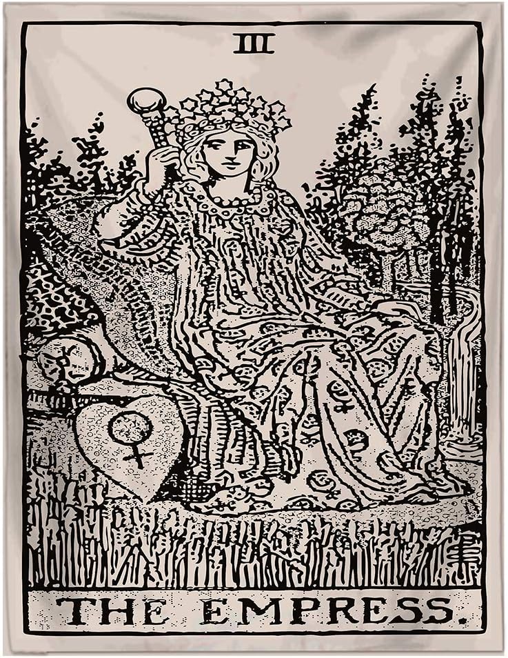 Syesun Tarot Tapestry Bohemian Mandala Mysterious Medieval Europe Divination Beach Wall Hanging Tapestries Home Decor -The Sun, The Moon and The Star (A)