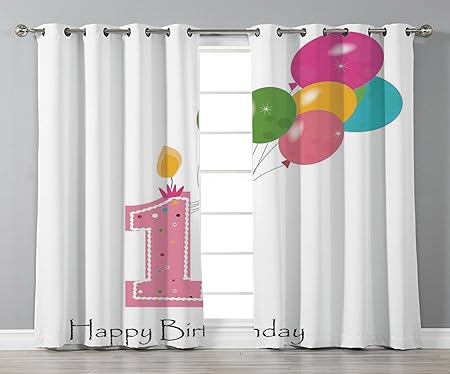 Oobon Stylish Window Curtains 1st Birthday Decorations Baby Girl