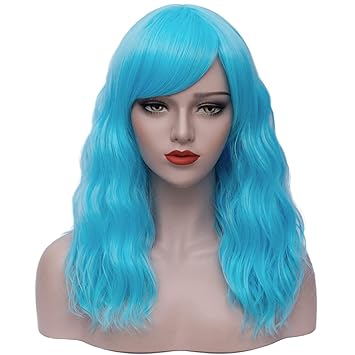 Amazon Com Elim Blue Wigs For Women 16 Short Blue Wig With