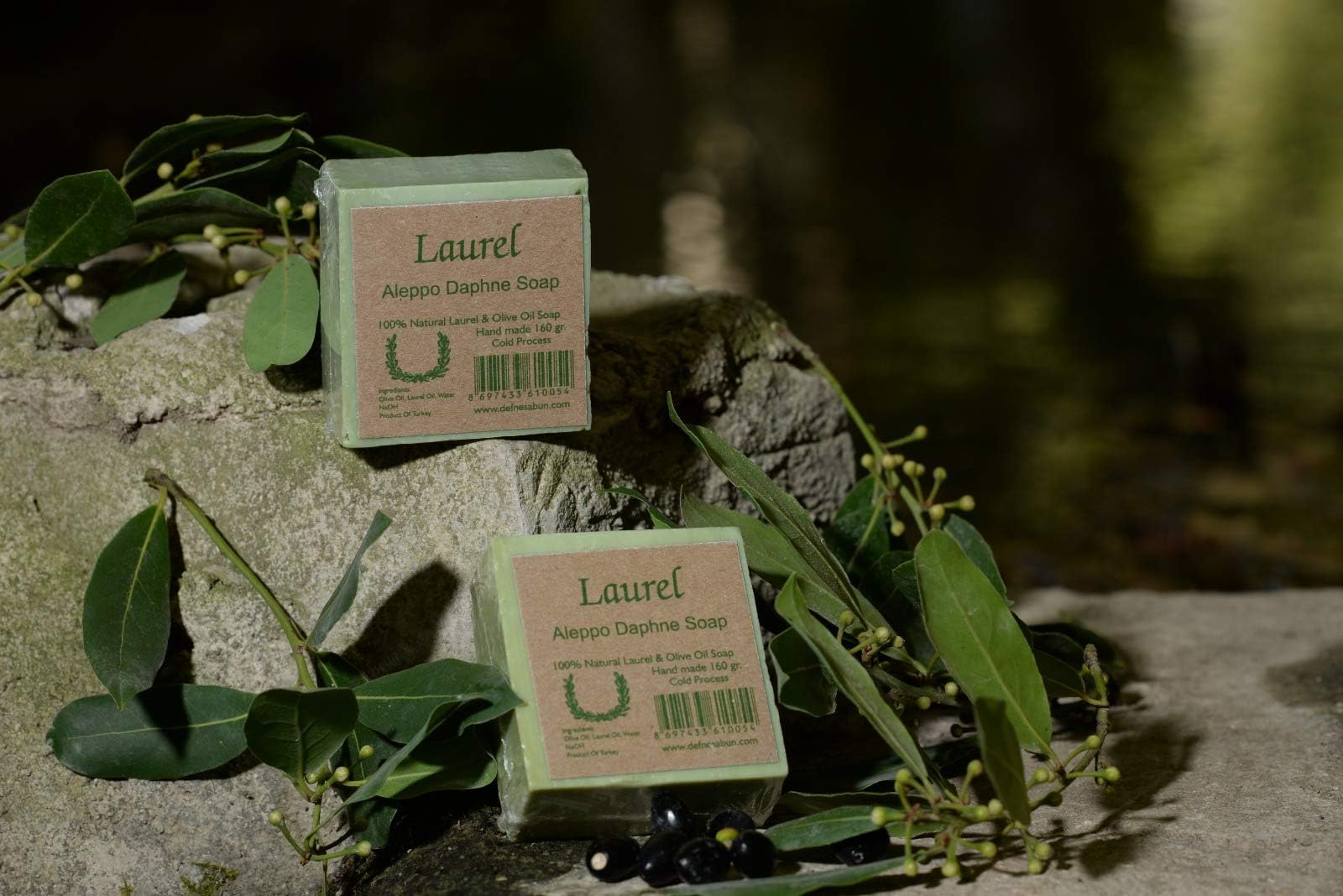 6 pack Hand-made Olive-oil Daphne Traditional Turkish Soap with Laurel Oil Vegan
