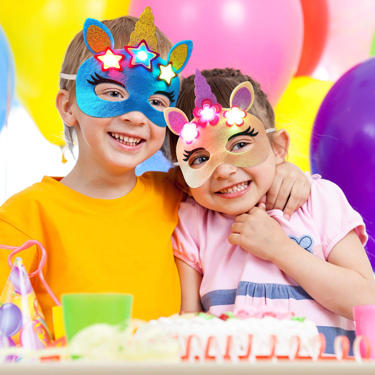 ZOYLINK 6-PCS Einhorn Maske beleuchtet Unicorn Masken Party Geburtstag Halloween Weihnachten Maske Kid Woman