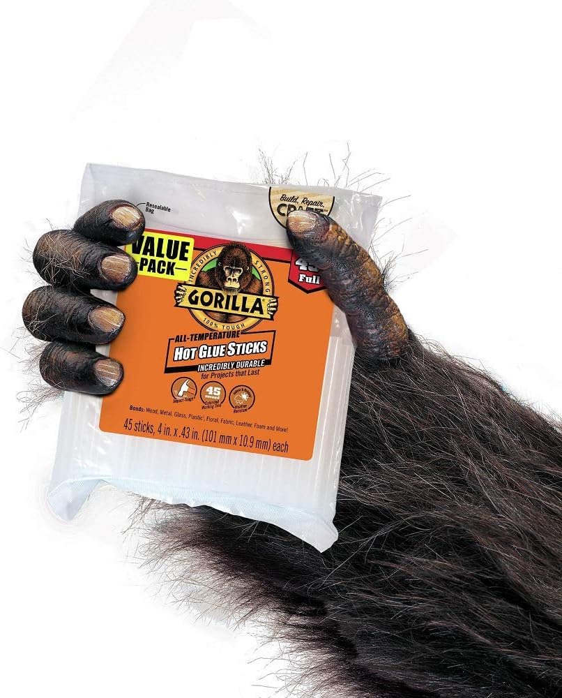 Gorilla 3034518 Hot Glue Sticks, 4 in. Full Size, 45 Count, 1-Pack: Home Improvement