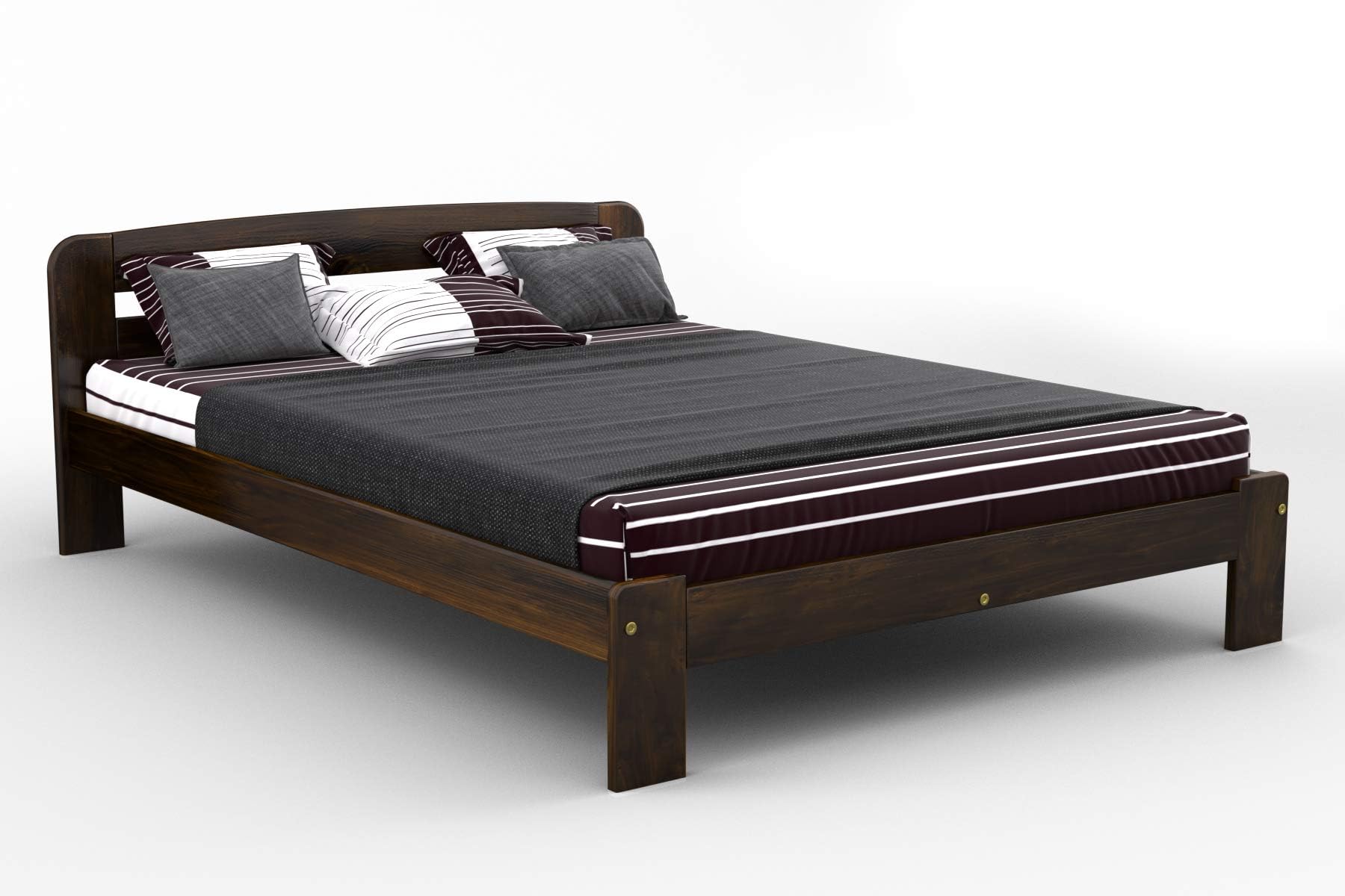 New sturdy Bed"F4" Solid wood Pine, Oak, Alder, Walnut (WALNUT, 150_x_200_cm)