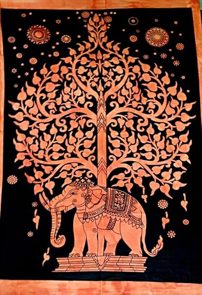 ICC Elephant Poster 30x40 inches Hippie Tapestry, Hippy Mandala Bohemian Tapestries Tapestry Wall Hanging Ethnic Decorative Indian Dorm Decor, Psychedelic Brown