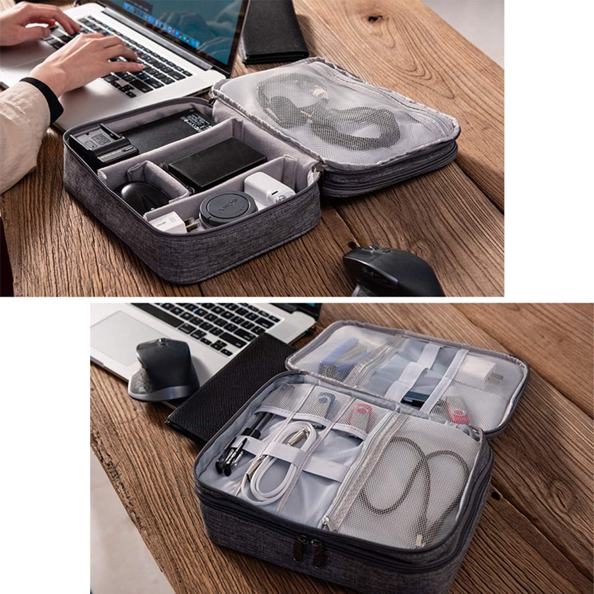 OrgaWise Accessories Bag Travel Electronics Organiser 3 Layer Cables Case for Power Bank Camera, Ipad and Memory Card - Image 4