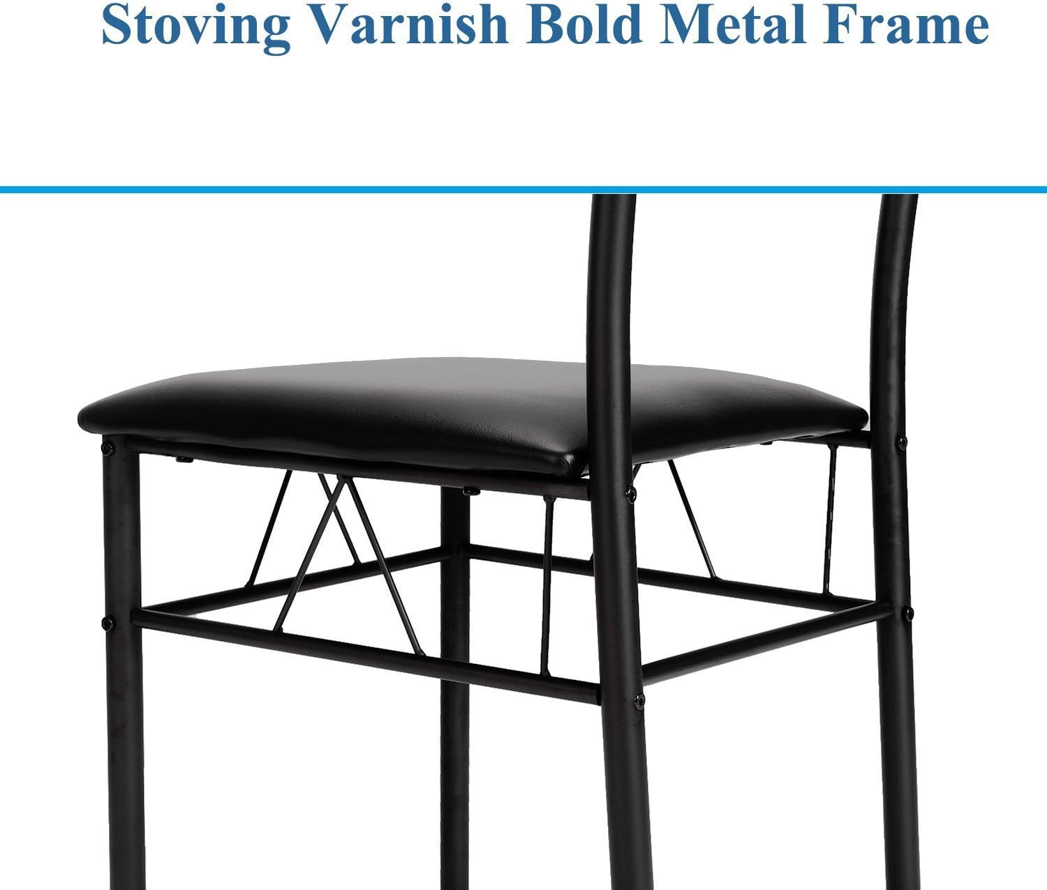 VECELO Dining Table with 4 Chairs [4 Placemats Included, Black - Table & Chair Sets