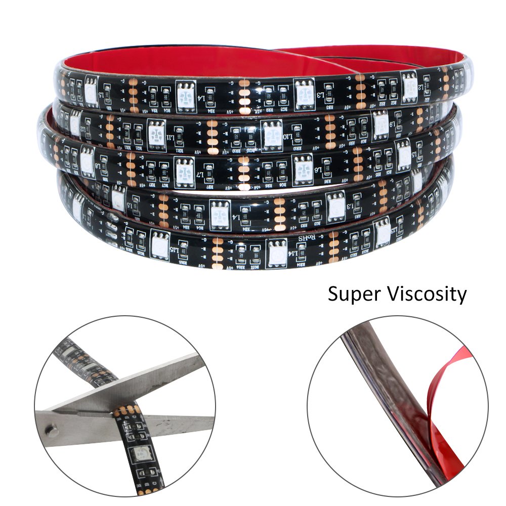 Abtong LED Strip Lights Battery Operated USB Powered TV Backlight, LED Strip Battery Powered with RF Remote Waterproof RGB LED Strip Rope Lights Multi Color Changing, 2M/6.56ft