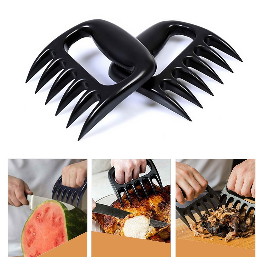 ProCIV Barbecue Gloves & Pulled Pork Claws Set-Silicone Heat Resistant Grilling Gloves(Waterproof Non-slip Extra Forearm Protection-Cotton Lining)+2 x Meat Claws for kitchen Cooking Outdoor Barbecue