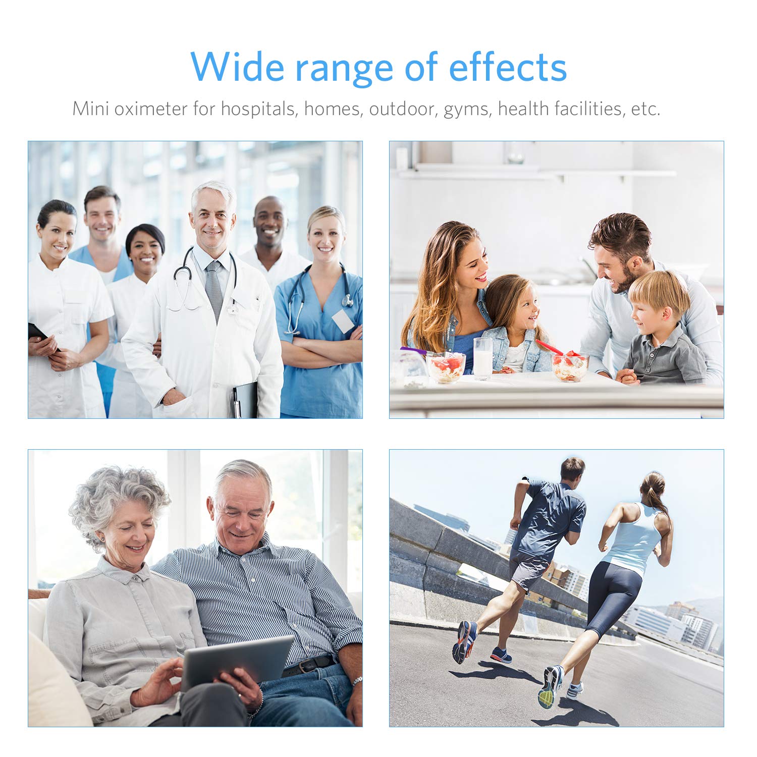 Pulsoximeter, Oximeter mit Pulsmesser mit 4 Richtungen rotierendem OLED Display Fingeroximeter für die Messung des Puls und der Sauerstoffsättigung am Finger, Weiß